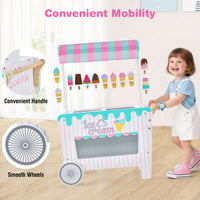 Ice Cream and Food Trunk Toy with 2 Large Wheels for Kids