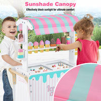 Ice Cream and Food Trunk Toy with 2 Large Wheels for Kids