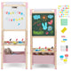 Kids Art Easel, Adjustable Height Double Sided Easel w/Chalkboard & Whiteboard
