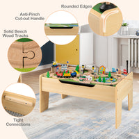 All-in-One Kids Activity Table, Wooden Construction Play Table with Reversible Blackboard & Map Tabletop