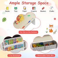Kids Table and Chair Set, 4-in-1 Art Easel and Bookshelf