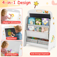 Kids Table and Chair Set, 4-in-1 Art Easel and Bookshelf