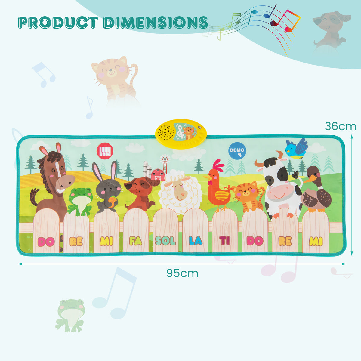 Floor Piano Mat for Toddlers with 10 Animal Sounds