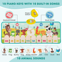 Floor Piano Mat for Toddlers with 10 Animal Sounds