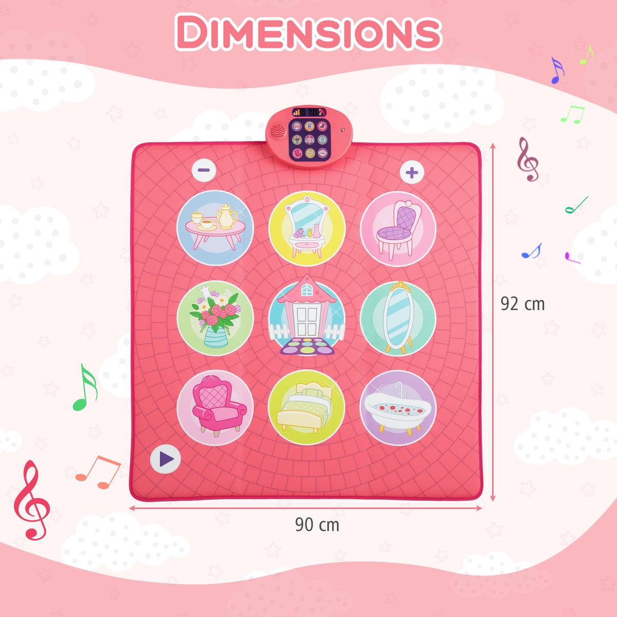 Fun Dance Mat for Kids with 5 Levels 9 Keyboard Sounds and 9 Demo Songs