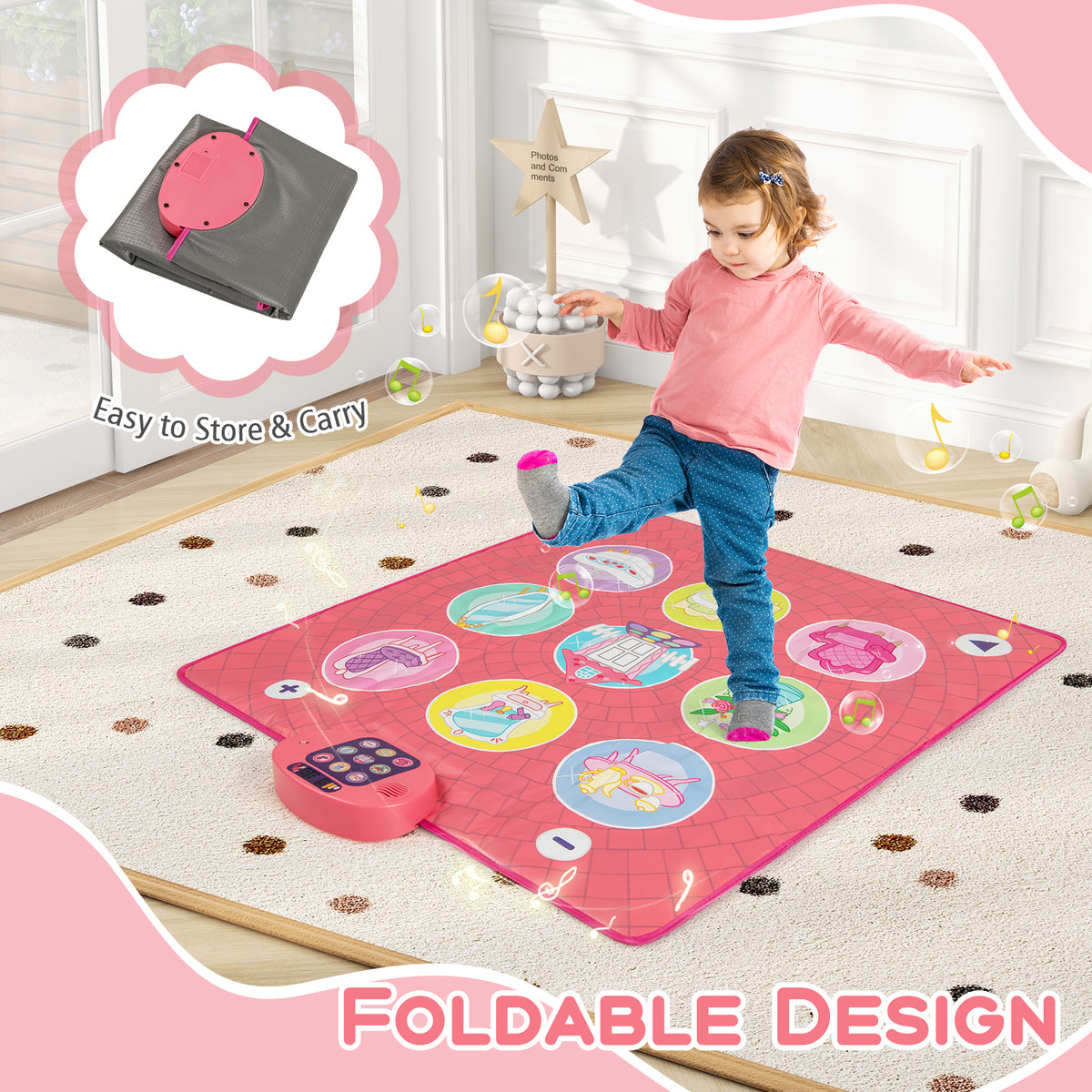 Fun Dance Mat for Kids with 5 Levels 9 Keyboard Sounds and 9 Demo Songs
