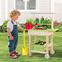 Kids Mud Kitchen Outdoor Play Pretend Kitchen with Removable Pots Watering Can