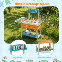 Wooden Toy Kitchen Playset with Removable Sink and Circulation Faucet