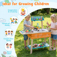 Wooden Toy Kitchen Playset with Removable Sink and Circulation Faucet