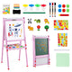 3-in-1 Easel for Kids, Double-Sided Folding Wooden Kids Art Easel with Paper Roll, Adjustable Height, Magnetic Whiteboard