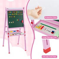 3-in-1 Easel for Kids, Double-Sided Folding Wooden Kids Art Easel with Paper Roll, Adjustable Height, Magnetic Whiteboard