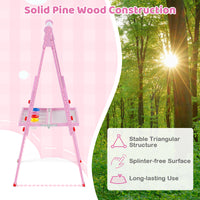 3-in-1 Easel for Kids, Double-Sided Folding Wooden Kids Art Easel with Paper Roll, Adjustable Height, Magnetic Whiteboard
