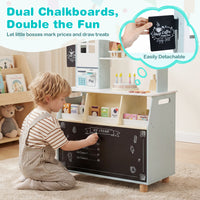Kids Ice Cream Shop Wooden Grocery Store with 27 Accessories Gift for Boys and Girls Aged 3+