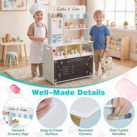 Kids Ice Cream Shop Wooden Grocery Store with 27 Accessories Gift for Boys and Girls Aged 3+