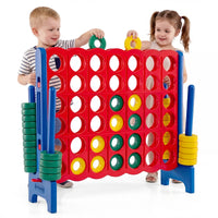 Giant 4-in-a-Row Game Set, Jumbo 4-to-Score Game with 42 Rings and Quick-Release Slider for Kids and Adults