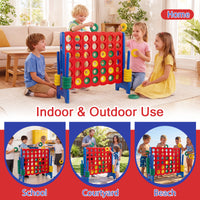Giant 4-in-a-Row Game Set, Jumbo 4-to-Score Game with 42 Rings and Quick-Release Slider for Kids and Adults