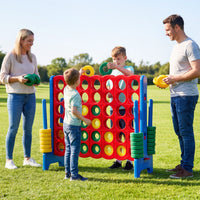Giant 4-in-a-Row Game Set, Jumbo 4-to-Score Game with 42 Rings and Quick-Release Slider for Kids and Adults