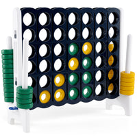 Giant 4-in-a-Row Game Set, Jumbo 4-to-Score Game with 42 Rings and Quick-Release Slider for Kids and Adults