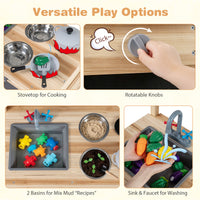 Outdoor Mud Kitchen for Kids Wooden Play Pretend Kitchen with Stoves