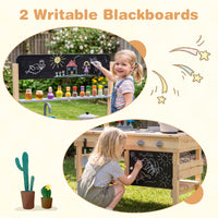 Outdoor Mud Kitchen for Kids Wooden Play Pretend Kitchen with Stoves