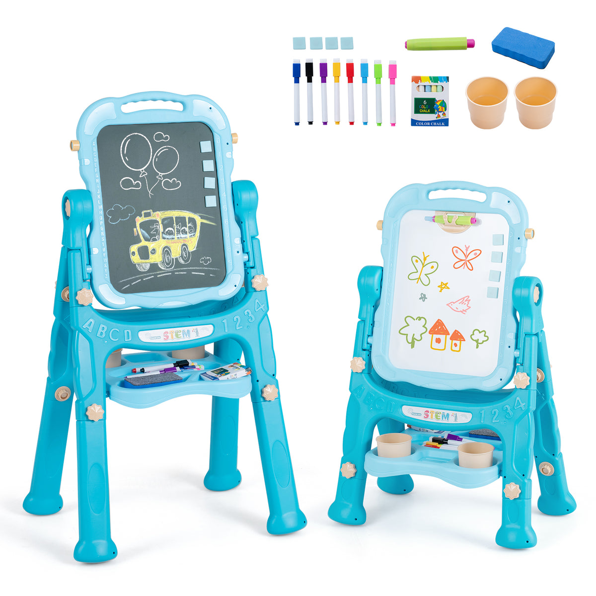 Art Easel for Kids, Height Adjustable, 22 Accessories