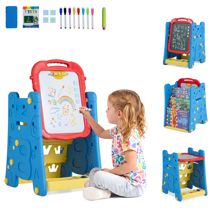 4 in 1 Art Easel for Kids, Double Sided Magnetic Board