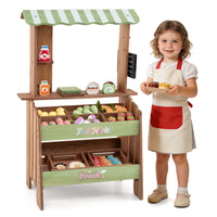 Wooden Mud Grocery Store for Kids, Outdoor & Indoor Farm Market Stand Playset