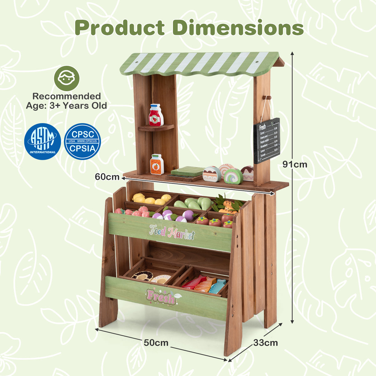 Wooden Mud Grocery Store for Kids, Outdoor & Indoor Farm Market Stand Playset