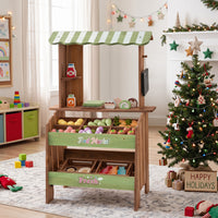 Wooden Mud Grocery Store for Kids, Outdoor & Indoor Farm Market Stand Playset