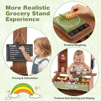 Wooden Mud Grocery Store for Kids, Outdoor & Indoor Farm Market Stand Playset