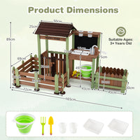 Outdoor Mud Farm Playset for Kids, Fir Wood Barnyard Pretend Toy