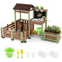 Outdoor Mud Farm Playset for Kids, Fir Wood Barnyard Pretend Toy