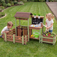 Outdoor Mud Farm Playset for Kids, Fir Wood Barnyard Pretend Toy