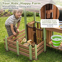 Outdoor Mud Farm Playset for Kids, Fir Wood Barnyard Pretend Toy