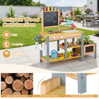 Mud Kitchen, Fir Wood Kids Play Kitchen Set with Water Flow Track, Faucet