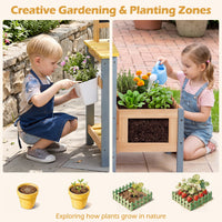 Mud Kitchen, Fir Wood Kids Play Kitchen Set with Water Flow Track, Faucet