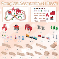 63-Piece Kids Wooden Train Table with Storage Drawer for Game Room