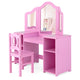 2-in-1 Kids Vanity Table and Chair Set with Removable Mirror