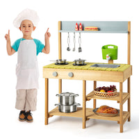 Backyard Pretend Play Toy Kitchen w/ Stove Top