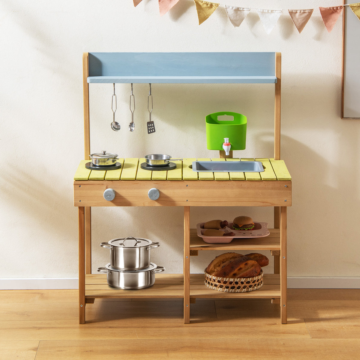 Backyard Pretend Play Toy Kitchen w/ Stove Top