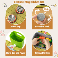 Backyard Pretend Play Toy Kitchen w/ Stove Top