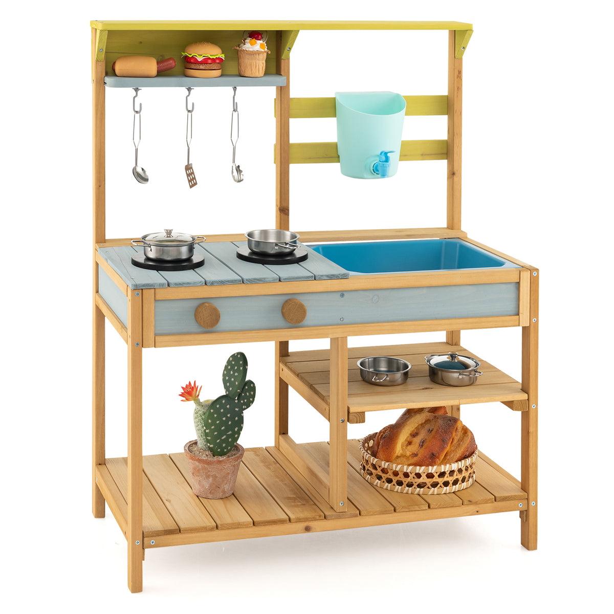 Outdoor Kid's Mud Kitchen w/ Faucet & Water Box