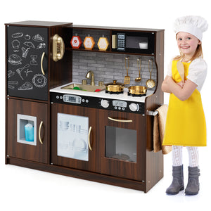 Toddler Kitchen Playset w/ Blackboard, Phone, Microwave
