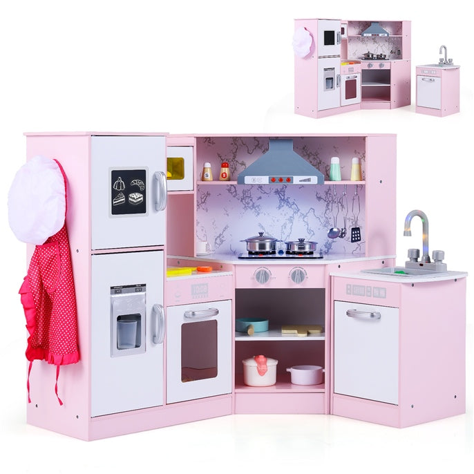 Kids Corner Kitchen Playset, Wooden Pretend Play Kitchen