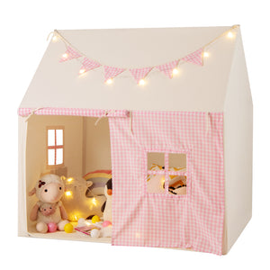 Kids Play Tent, Large Playhouse w/Padded Mat, 2 Breathable Windows & 2 Storage Pockets