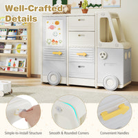 Bus-shaped Children Cabinet w/ 4 Pull-out Drawers with Handles