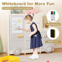Bus-shaped Children Cabinet w/ 4 Pull-out Drawers with Handles