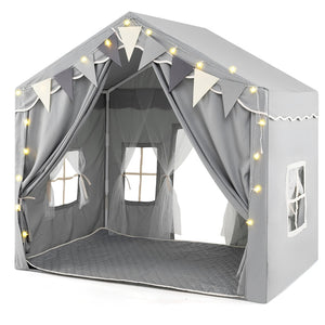 3-4 Kids Large Play Tent House with 2 Opening Doors Star Lights