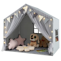 3-4 Kids Large Play Tent House with Fabric and Screen Curtains Star Lights