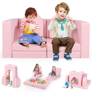 8-Piece Modular Kids Sofa Play Couch Climb Playset with Covers